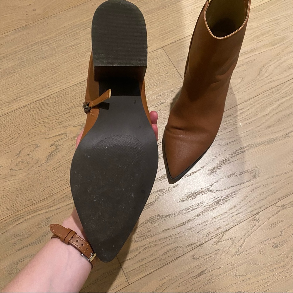 Linea Paolo Block Heel Point Toe Brown Boots - Picture 5 of 5